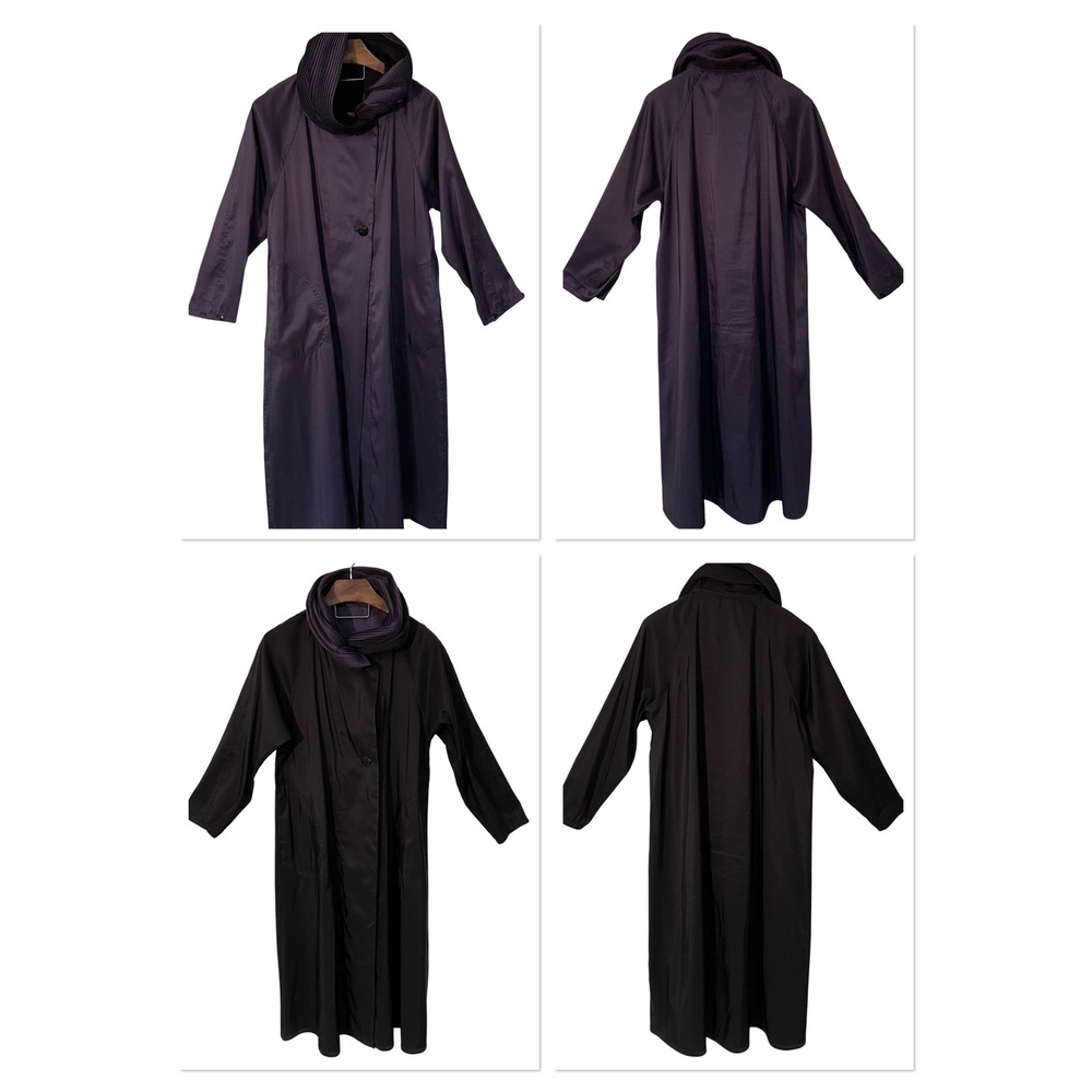 Mycra Pac Donatella Reversible Long Raincoat Purple Iridescent Pleated Hood S/M